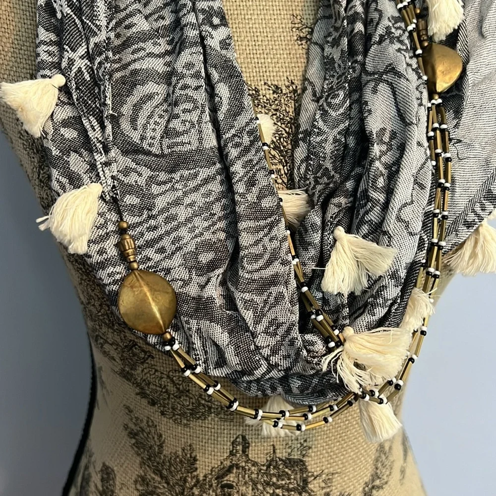 Anthropologie Floreat Tassel Scarf